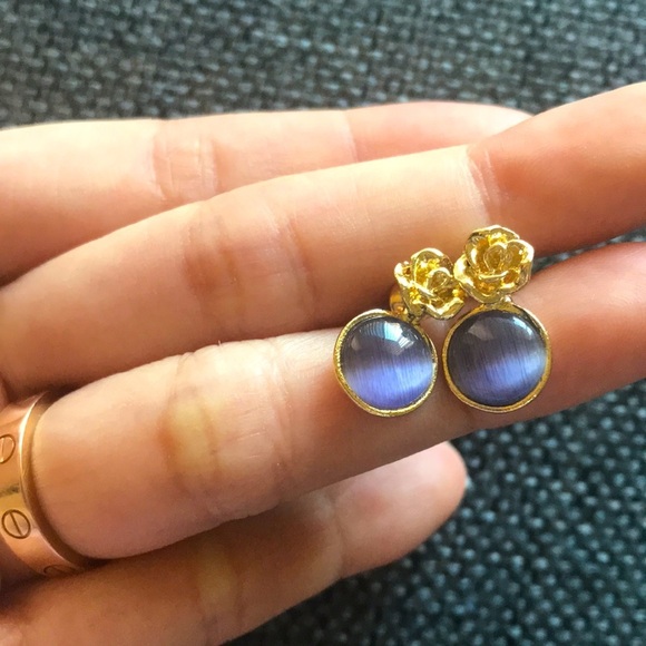 Retro Purple Alloy Opal Earring - Picture 6 of 7